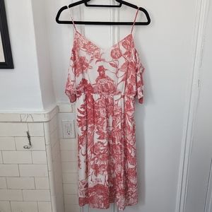 LOFT Botanical Toile Off The Shoulder Dress